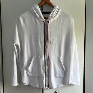 Tommy Hilfiger White Zip-Up Hoodie with Red Accents